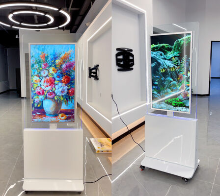 Ψηφιακή σήμανση QLED Glass 55 ιντσών με 350 Cd/m² Φωτεινότητα Διπλής Όψης Επιδαπέδια Διαφημιστική οθόνη