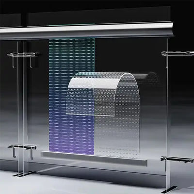 Δυνατό να λυθεί διαφανής οθόνη LED Φιλμ IP65 Κατηγορία 5000 νιτ φωτεινότητα Υπερτελής 3,9mm Σχεδιασμός Εύκολη εγκατάσταση για καμπυλωτές επιφάνειες