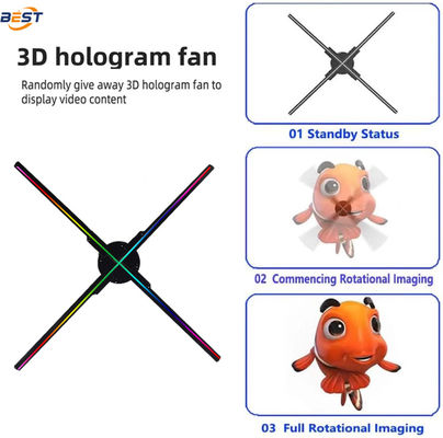 Διαδραστικός 3D περιστρεφόμενος φανατικός ολόγραμμα LED, τηλεχειριστήριο 15 ιντσών ολόγραμμα οθόνης