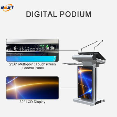 Πολυμέσων Podium με προαιρετική 32 ιντσών Smart Kiosk οθόνη, 1 έτος εγγύηση, και πολλαπλής χρήσης Lectern για επαγγελματικές παρουσιάσεις