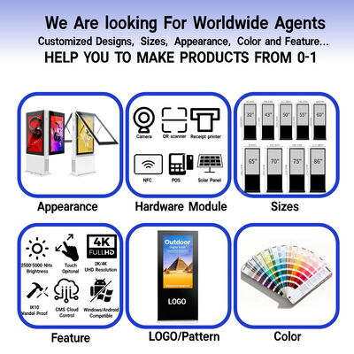 Διπλής όψης εξωτερική ψηφιακή σήμανση LCD με 10 σημεία χωρητικής αφής και πιστοποίηση CE/CCC/FCC/ROHS/ISO9001