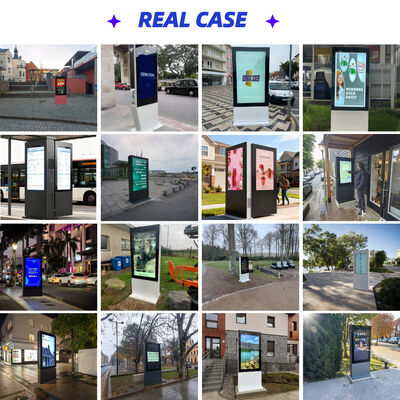 Διπλής όψης εξωτερική οθόνη LCD δαπέδου με 10-σημείων χωρητική αφή, γωνία θέασης 178/178 και τάση 110-240V