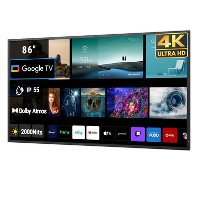 Ανερόστεγη εξωτερική τηλεόραση με Google TV 1500-3000nits Ηλιακή ακτινοβολία Διαβάσιμη οθόνη
