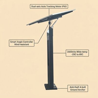 Solar Tracking Digital Signage | Auto Sun-Tracking | IP65 | Εκτός δικτύου