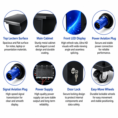 GOB LED Lectern Display P1.8 IP43 Curved Flexible Panel 3840Hz Plug Play για Αίθουσα Διαλέξεων Συνεντεύξεων Τύπου