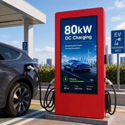 Σταθμός Ταχείας Φόρτισης DC 80kW CCS1 CCS2 Υπαίθρια Οθόνη Διαφήμισης LCD OCPP 1.6J 150-1000V