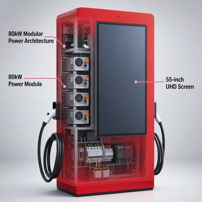 Σταθμός Ταχείας Φόρτισης DC 80kW CCS1 CCS2 Υπαίθρια Οθόνη Διαφήμισης LCD OCPP 1.6J 150-1000V