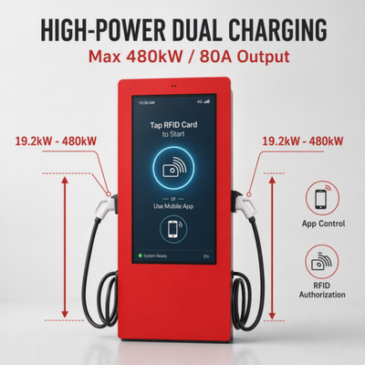 180kW 240kW 360kW 480kW DC HPC EV φορτιστή CCS2 Εξωτερική διαφήμιση LCD οθόνη OCPP 1.6J