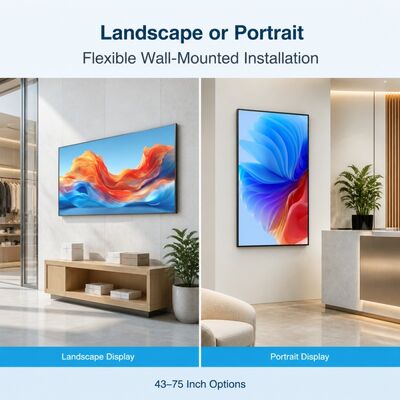 Επιτοίχια Οθόνη Light Box 43 49 55 65 75 Ιντσών 4K Android Διαφημιστική Οθόνη 2000 Nits