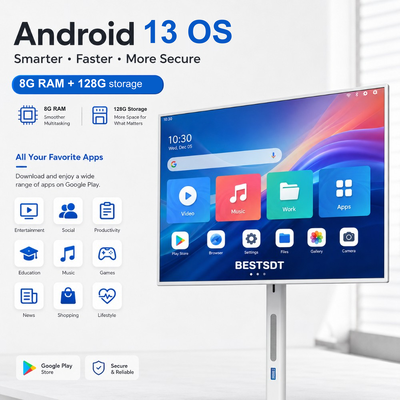 32 ιντσών Android 13 με μπαταρία κινητή έξυπνη οθόνη αφής ψηφιακή σήμανση 4K IPS 8GB 128GB