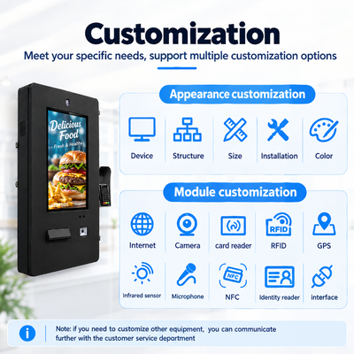 Android Windows Outdoor Ordering Kiosk Wall Mounted Terminal για Έργα Χονδρικής Εστίασης