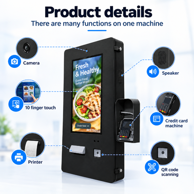 Πολυλειτουργικό Self Service Ordering Kiosk Printer Scanner Τερματικό μονάδας ήχου κάμερας