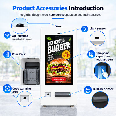 Outdoor Self-Service Ordering Kiosk 10-Point Capacitive Touch Screen Anti-Explosion Glass