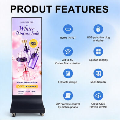Rental LED Poster Display Foldable 640x1920mm P1.86 GOB Flight Case Stage Advertising Screen